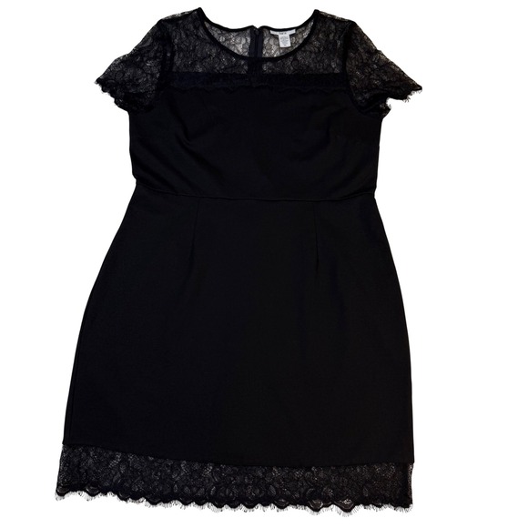 Bar III Dresses & Skirts - Black Lace Yoke Shift Dress Eyelash Hem XL Wedding Guest Dance Dress